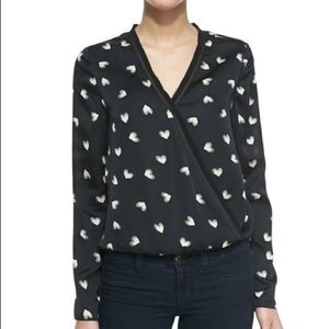 Cooper and Ella black blouse with beige hearts